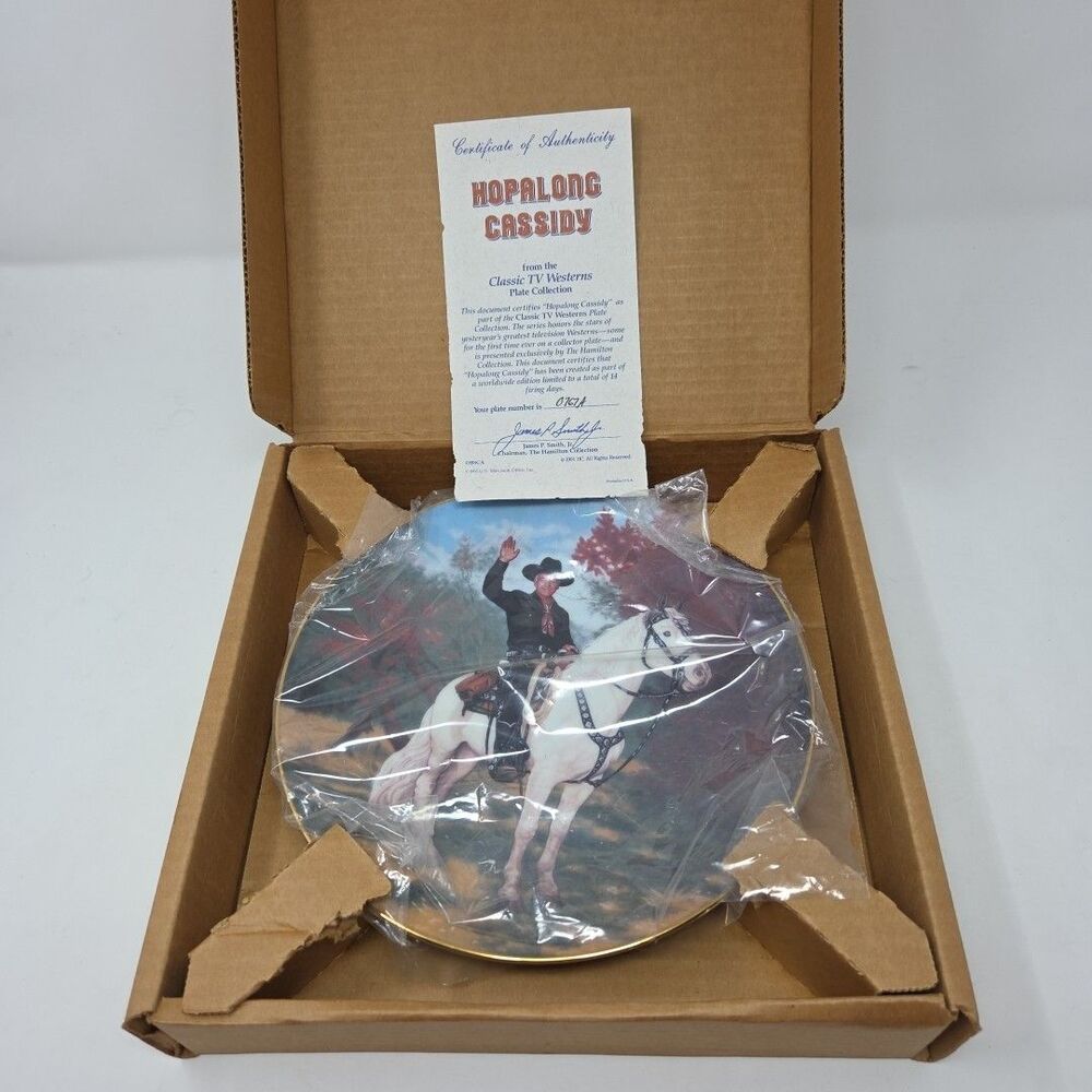 Vintage 1991 HOPALONG CASSIDY Classic TV Westerns Hamilton Porcelain Plate#0767A